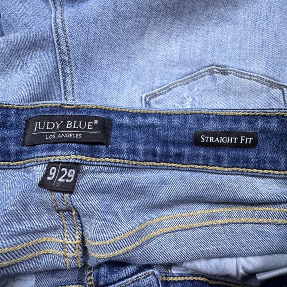 Judy Blue Women's Straight Fit Jeans Medium Wash 9/29 Distressed Back Pockets - Picture 4 of 9